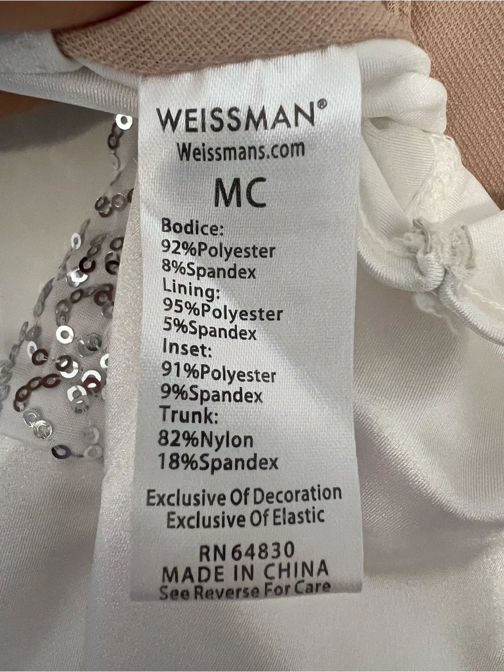 Weissman White Sequin Halter Dance Costume